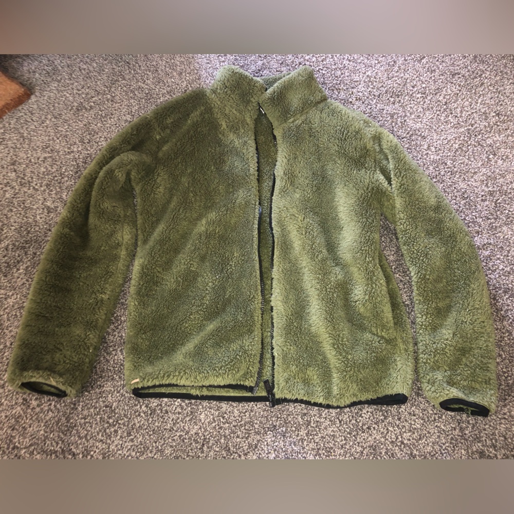Green sherpa teddy bear jacket